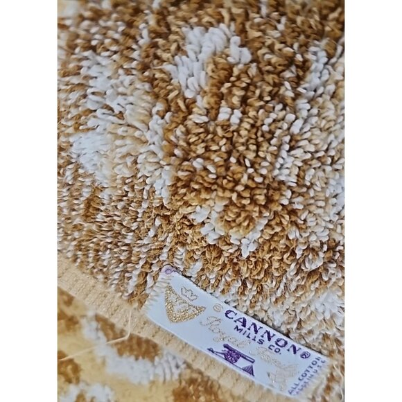 Vintage Cannon Mills Beige white Brown Floral Jacquard Bath and Face Towels With - Picture 5 of 11
